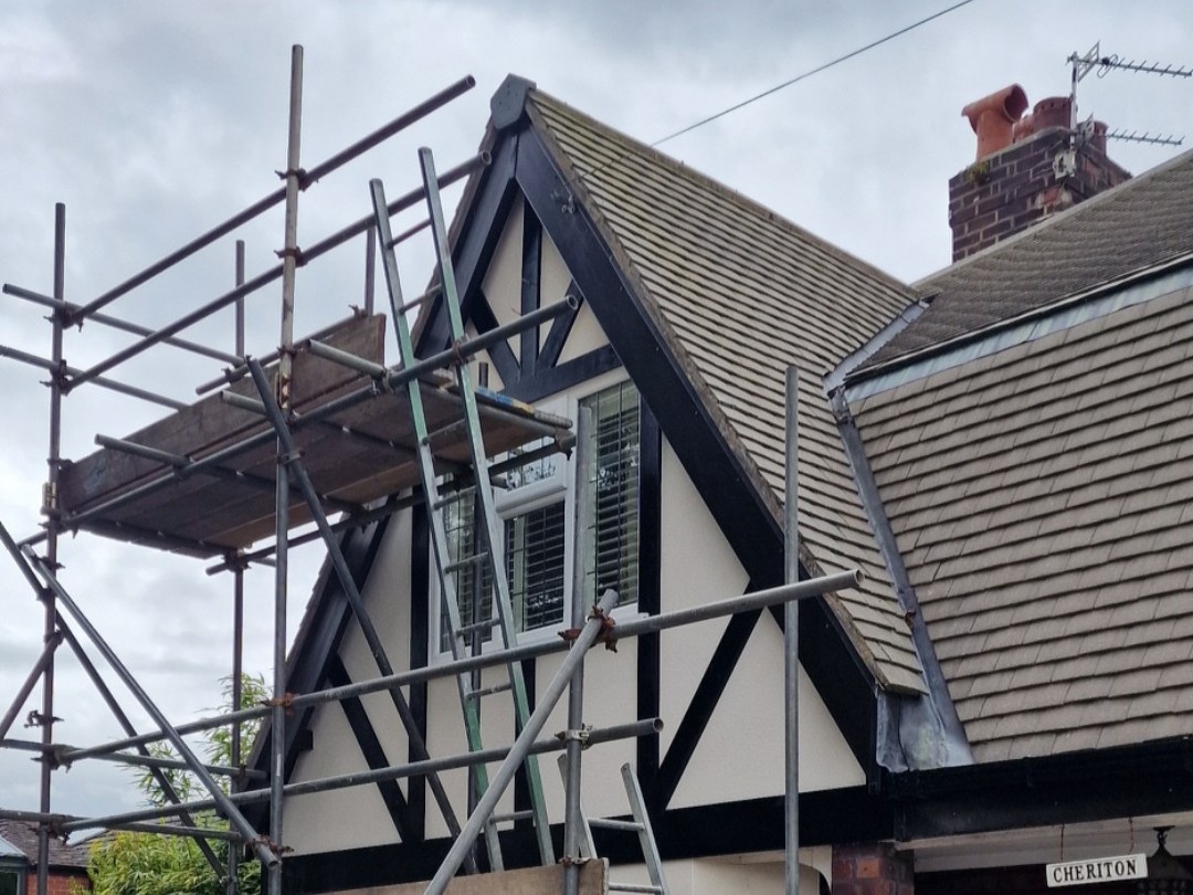 Tudor-style gable with smooth K-rend finish